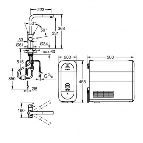 31539KS0 GROHE Blue Home - Комплект с L-чучур с издърпващ се аератор